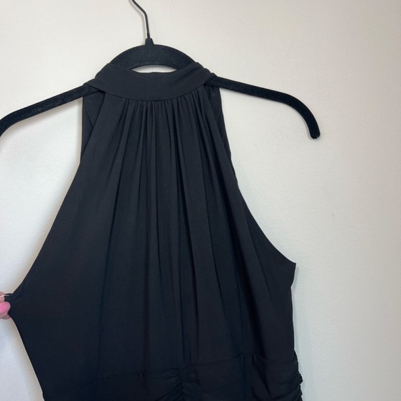 Chaps Malibu A-Line Midi Dress Black Sleeveless V-Neck Halter NEW  Women's Large - Picture 10 of 14